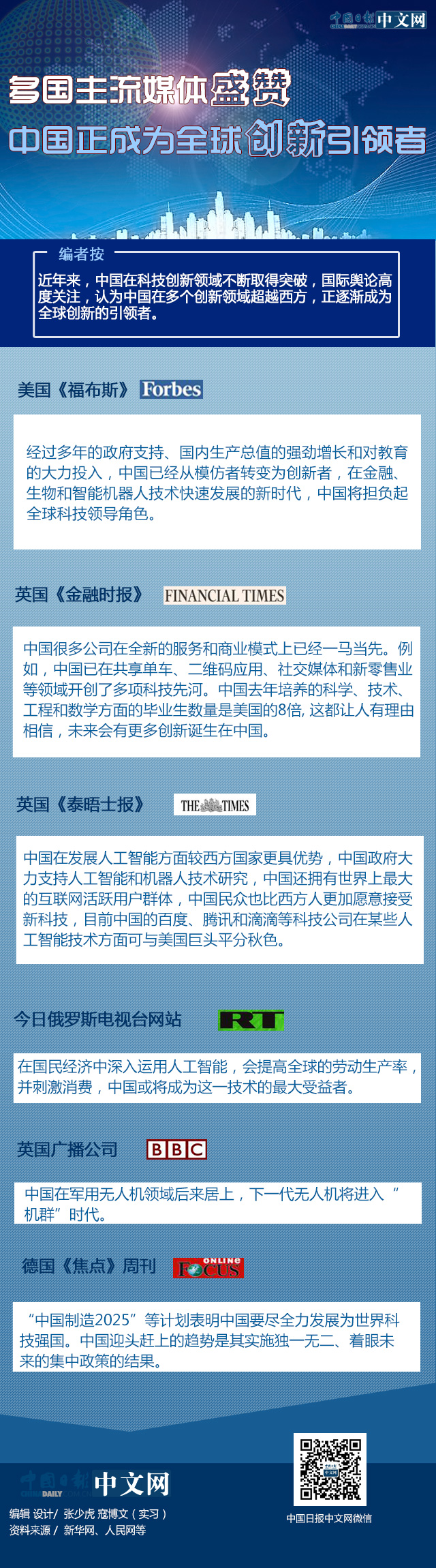 【砥礪奮進(jìn)的五年】多國(guó)主流媒體稱(chēng)贊：中國(guó)正成為全球創(chuàng)新引領(lǐng)者