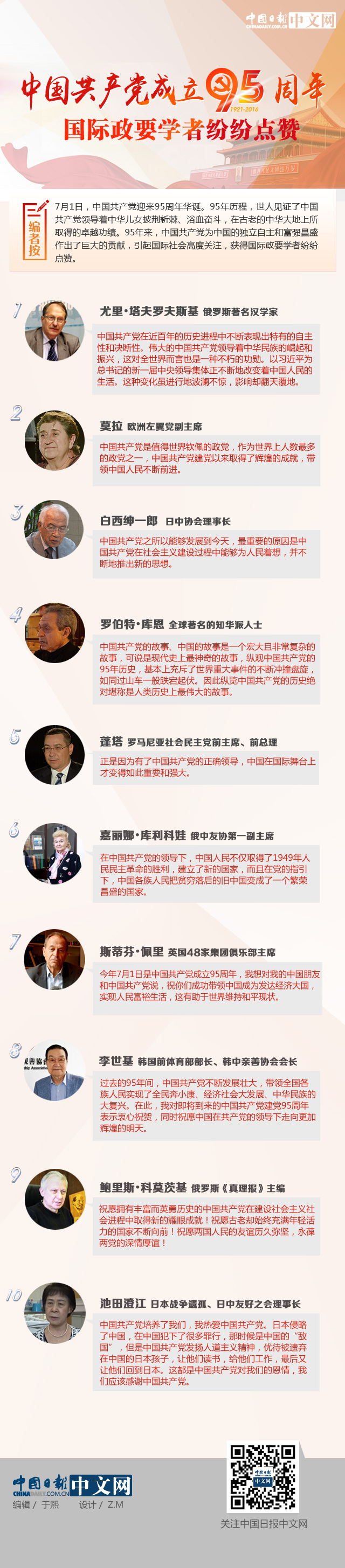 中國共產黨成立95周年 國際政要學者紛紛點贊