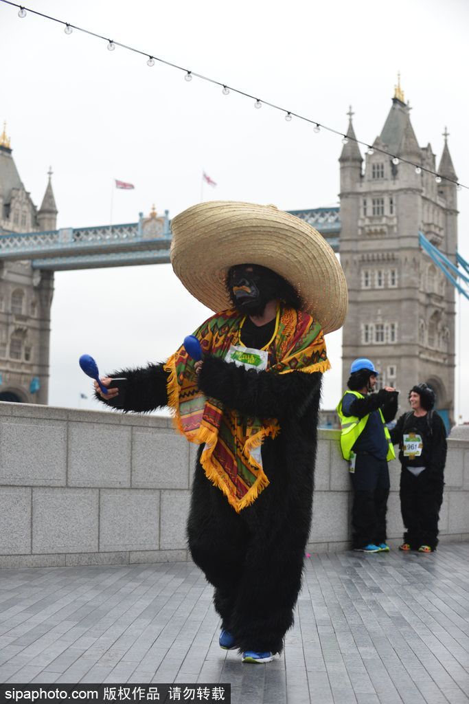 英國舉辦“大猩猩”慈善跑 人扮猩猩獻愛心募款