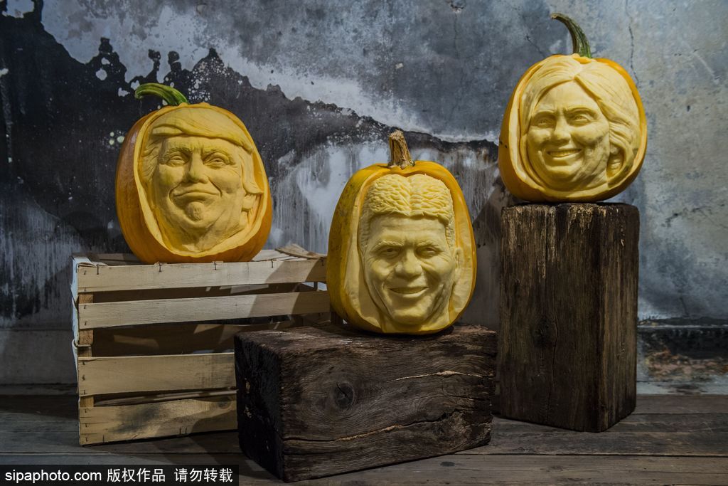 英國：萬圣節(jié)最新流行人臉南瓜 特朗普希拉里“上鏡”