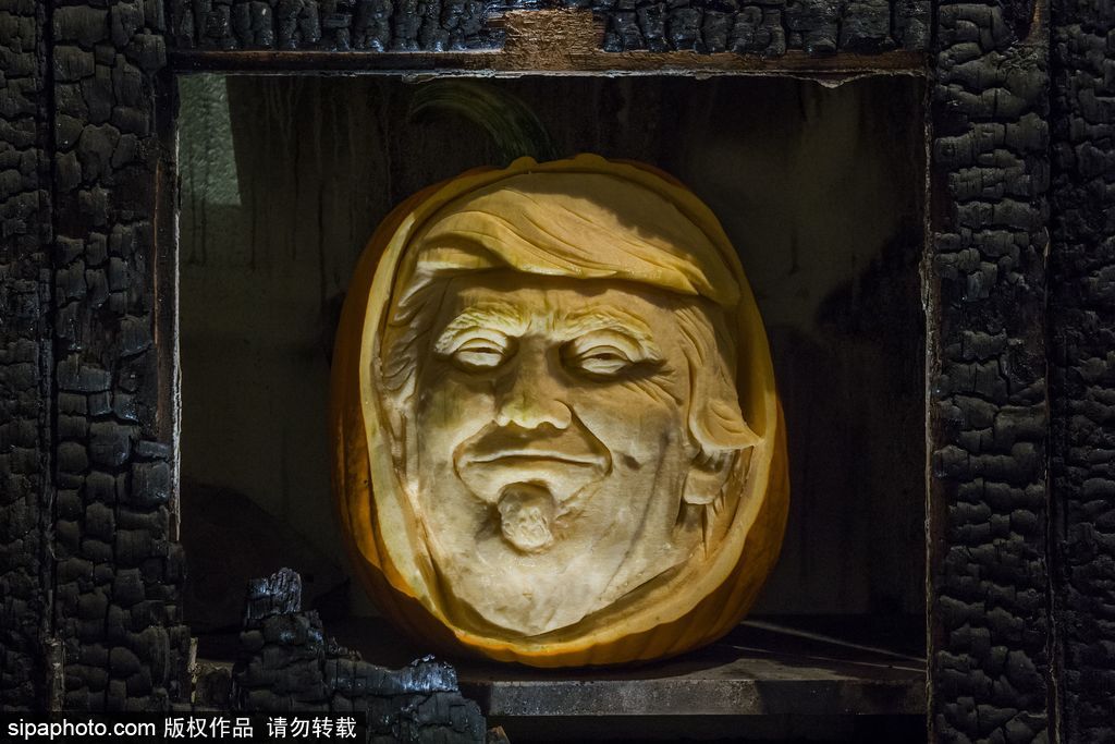 英國：萬圣節最新流行人臉南瓜 特朗普希拉里“上鏡”