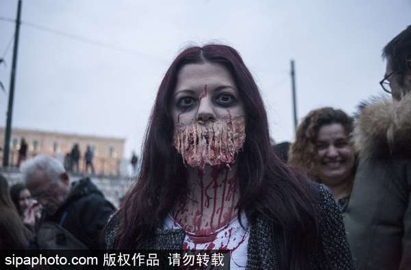 喪尸出籠！希臘雅典2017僵尸大游行血腥重口味（組圖）