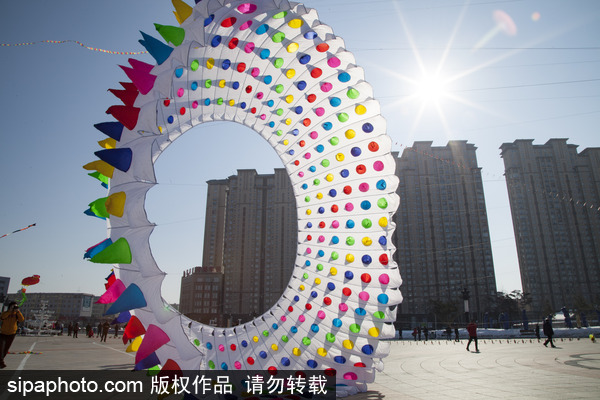 吉林市民自制滾地龍風(fēng)箏 直徑15米有3層樓高（圖）