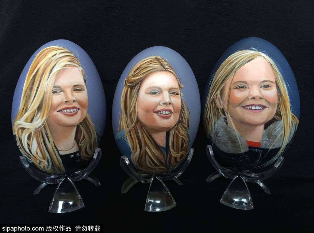 手繪荷蘭王后馬克西瑪及小公主彩蛋 栩栩如生