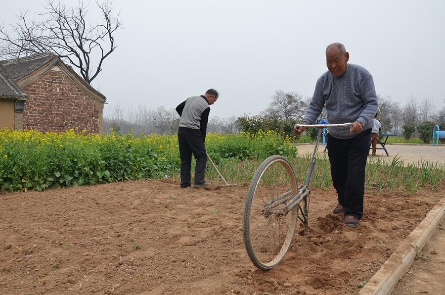 高手在民間！河南大爺改裝單車鋤地（圖）