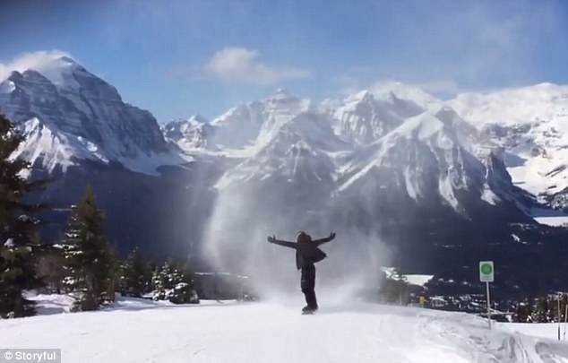 神奇！滑雪者穿過罕見雪龍卷瞬間“消失”
