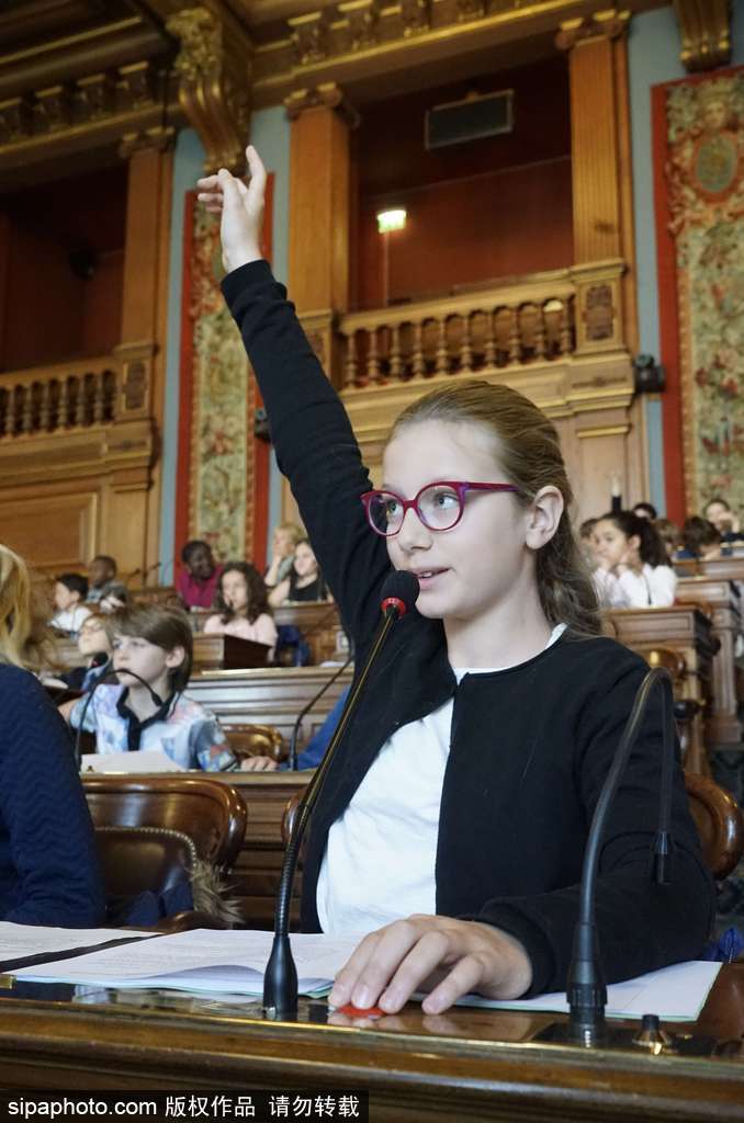 巴黎舉行萌娃理事會討論教務(wù) 小小“議員”舉手參與嚴(yán)肅呆萌