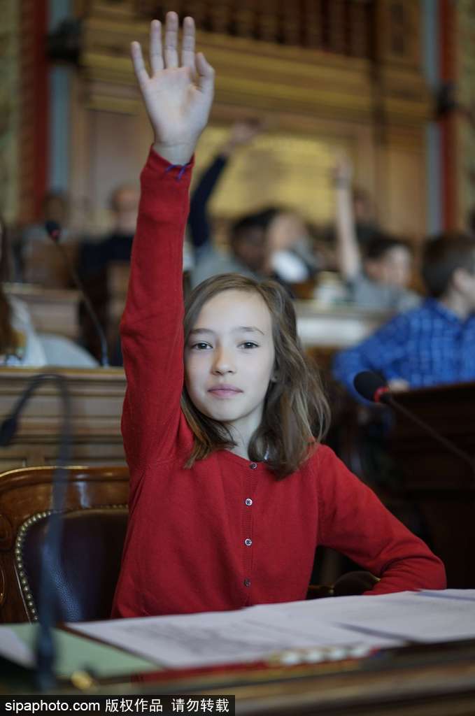 巴黎舉行萌娃理事會(huì)討論教務(wù) 小小“議員”舉手參與嚴(yán)肅呆萌