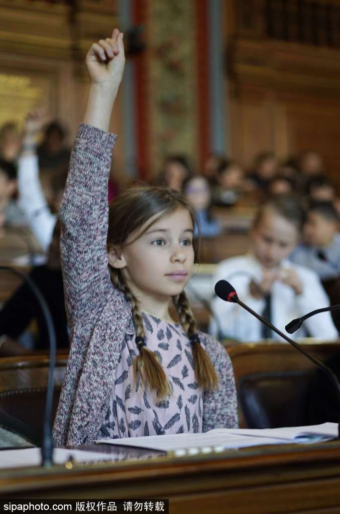 巴黎舉行萌娃理事會討論教務(wù) 小小“議員”舉手參與嚴(yán)肅呆萌