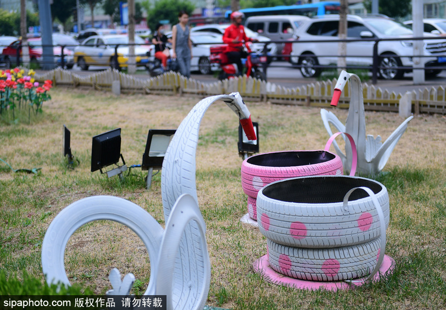 沈陽(yáng)：這些竟然都是輪胎 廢棄輪胎“重生”變身呆萌卡通形象