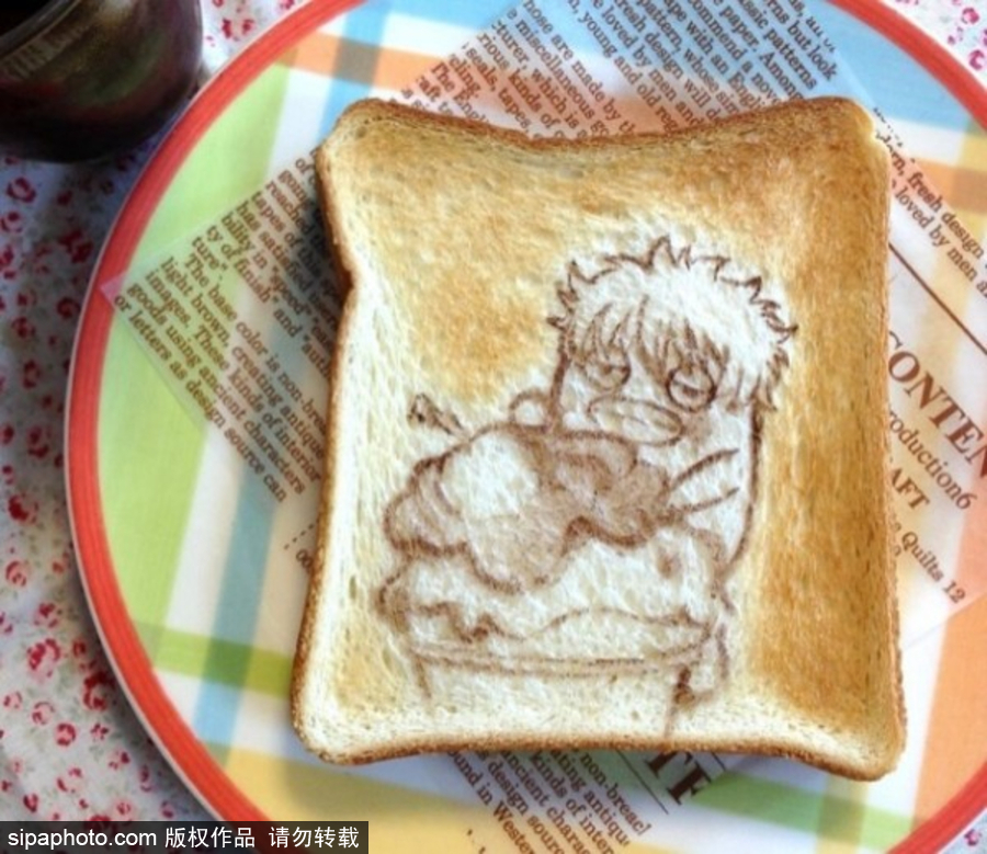 不忍心吃系列 日本藝術家在吐司面包上畫動漫