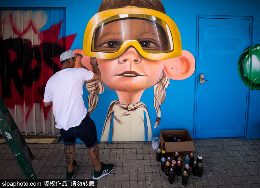 美國萊克沃思街頭繪畫藝術節 各國藝術家齊聚大展身手