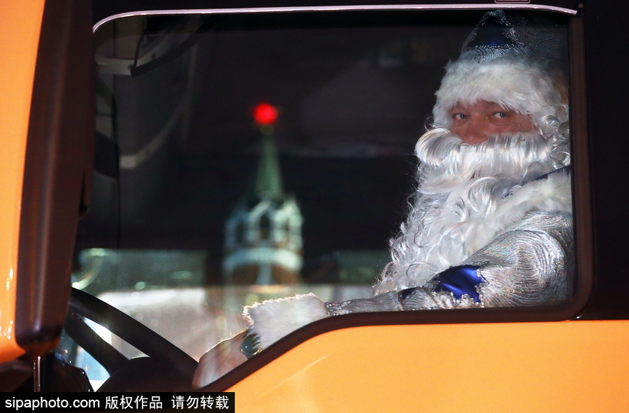 迎接圣誕節(jié)！ 巨型圣誕樹(shù)搭乘卡車(chē)運(yùn)抵克里姆林宮