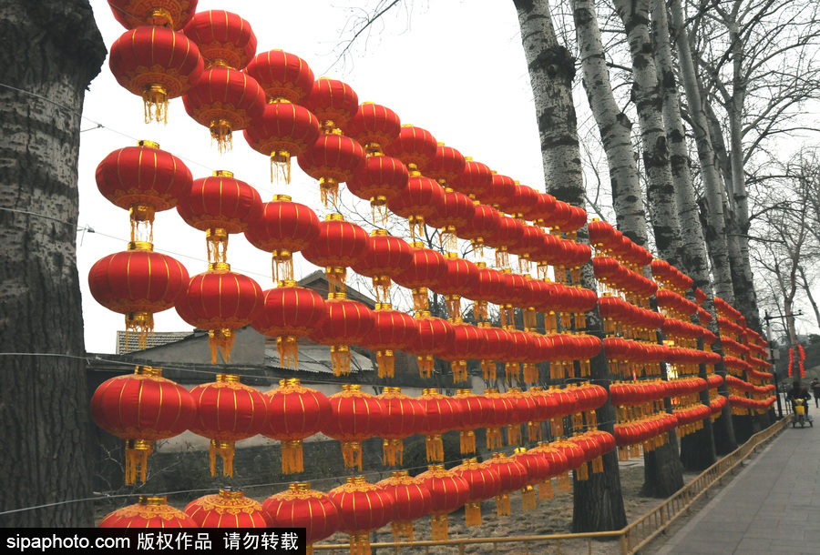 北京圓明園張燈結彩 紅火喜慶迎狗年春節