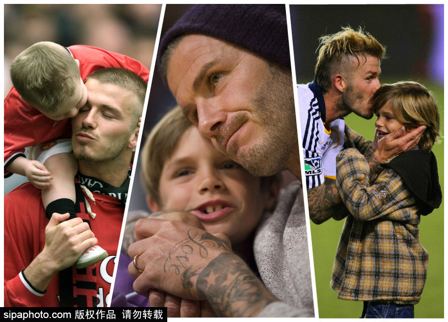 親吻狂魔貝克漢姆！除了小七 兒子們也逃不過