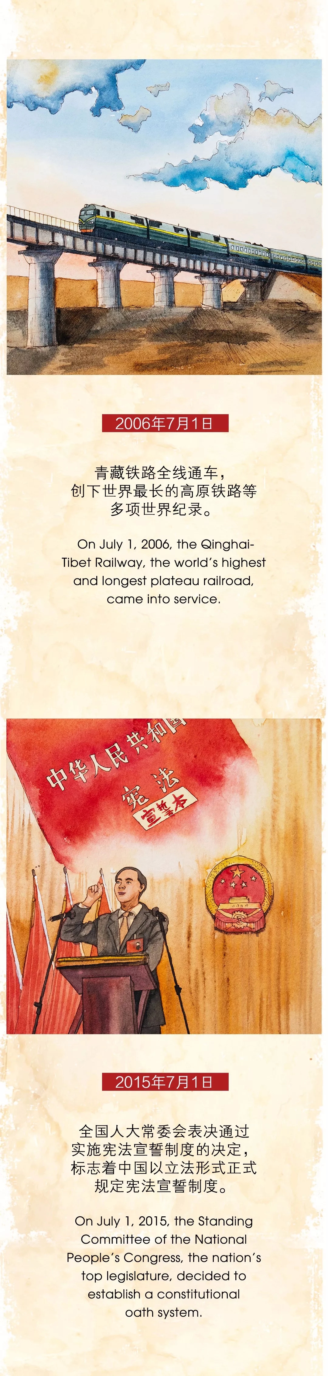 水彩手繪，還原7月1日發生過的大事！丨圖圖是道