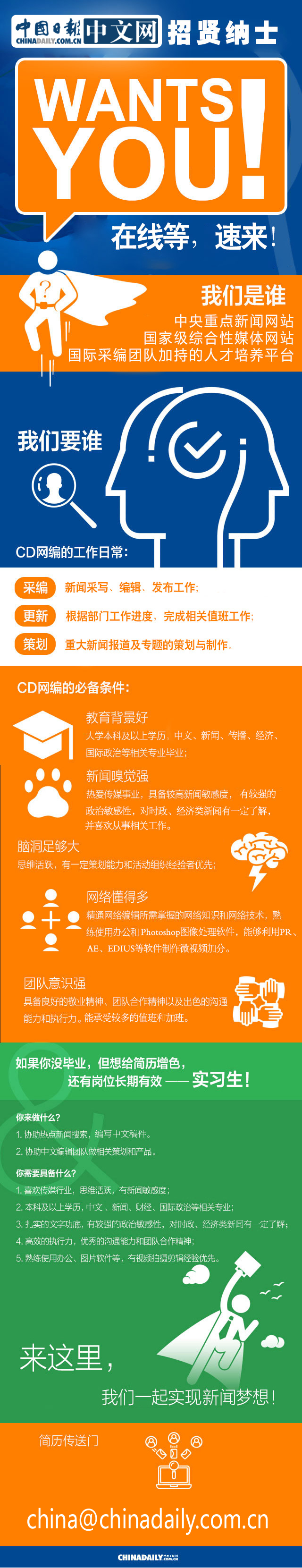 中國(guó)日?qǐng)?bào)網(wǎng)招賢納士 等你速來(lái)