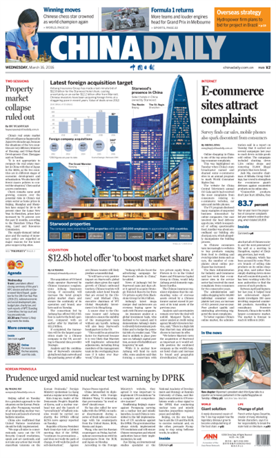 3月16日中國日報推薦:中國樓市不會發生崩盤