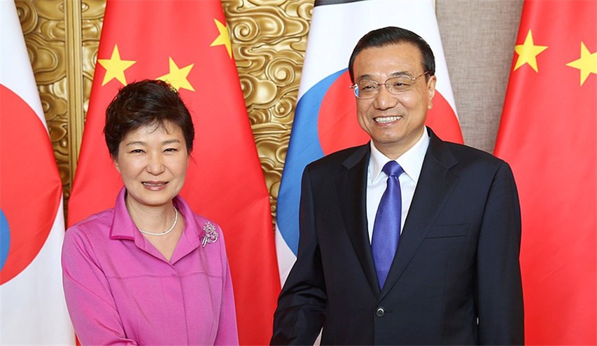 資料圖片:李克強(qiáng)會(huì)見(jiàn)韓國(guó)總統(tǒng)樸槿惠